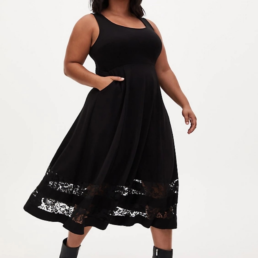 Torrid Black Premium Ponte Tea Length Dress